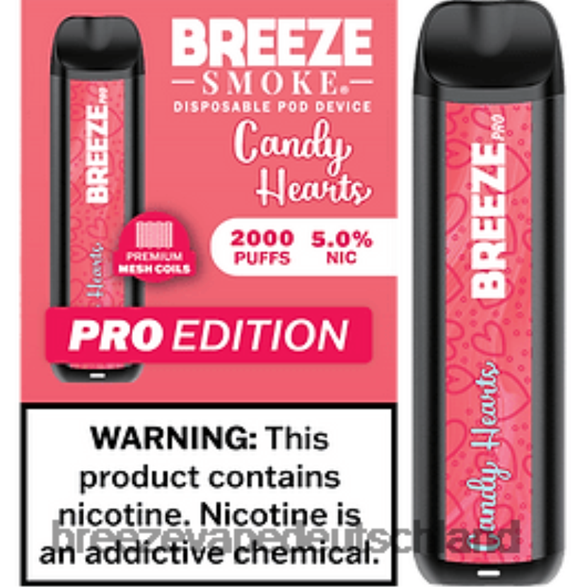 DB4FTR29 Breeze Pro 2000 Züge Süßigkeitenherzen | Breeze Vape Delivery Near Me