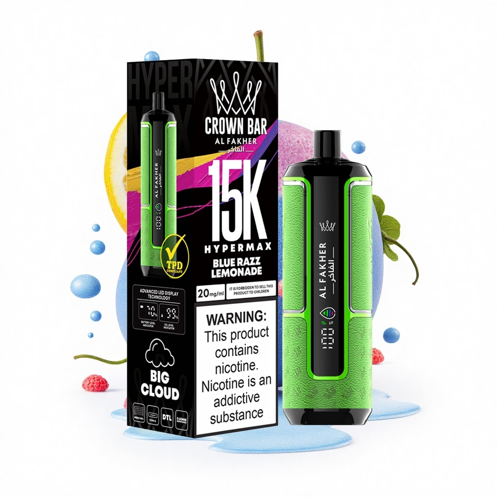 Al Fakher Crown Bar 15K Hypermax Blaue Himbeerlimonade 22ml Typ-C Leicht