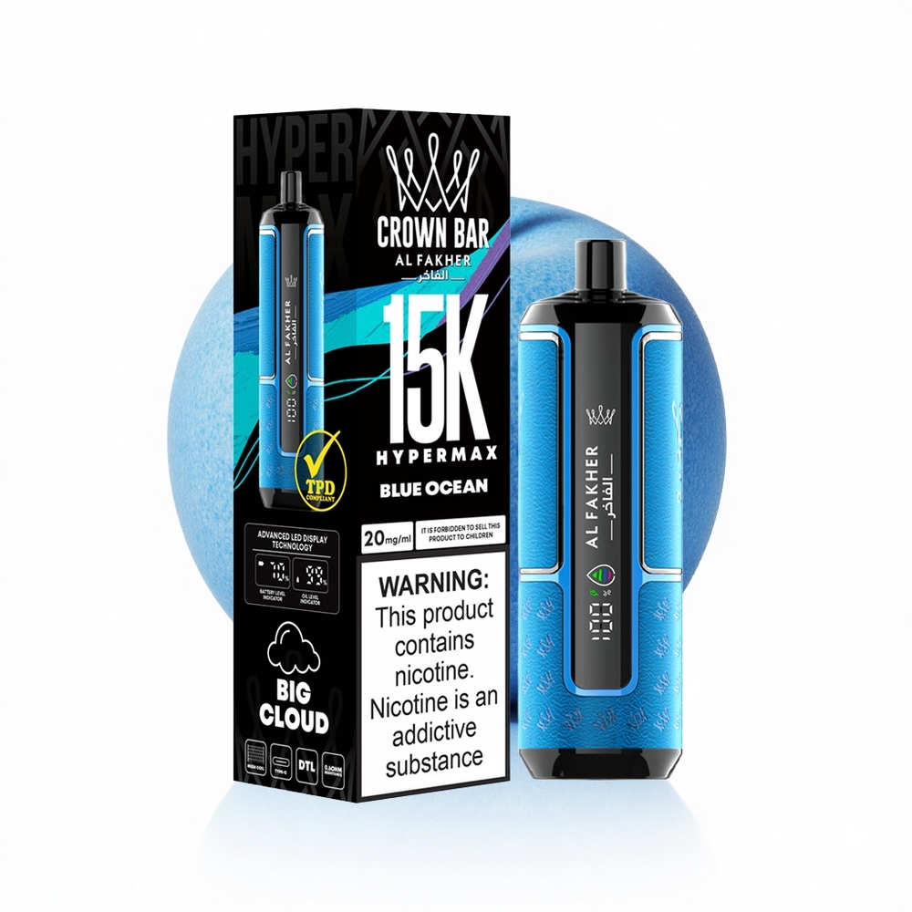 Al Fakher Crown Bar 15K Hypermax Blaue Ozean 22ml Typ-C Leicht