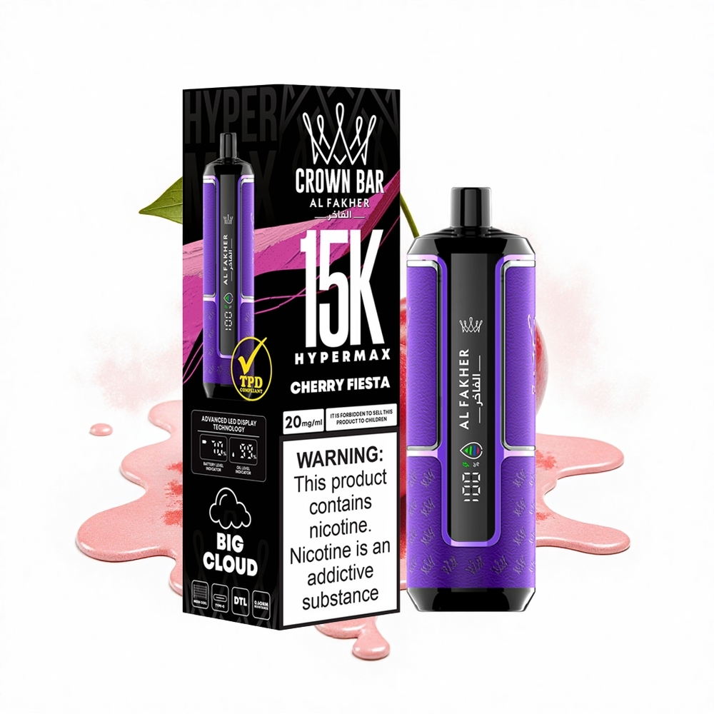 Al Fakher Crown Bar 15K Hypermax Kirschfest Kompakt 22ml Typ-C 600mAh