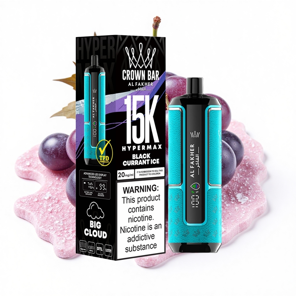 Al Fakher Crown Bar 15K Hypermax Schwarze Johannisbeere Eis 22ml 600mAh Typ-C