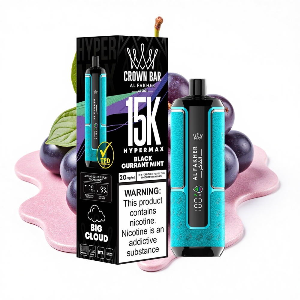 Al Fakher Crown Bar 15K Hypermax Schwarze Johannisbeere Minze Leicht Typ-C