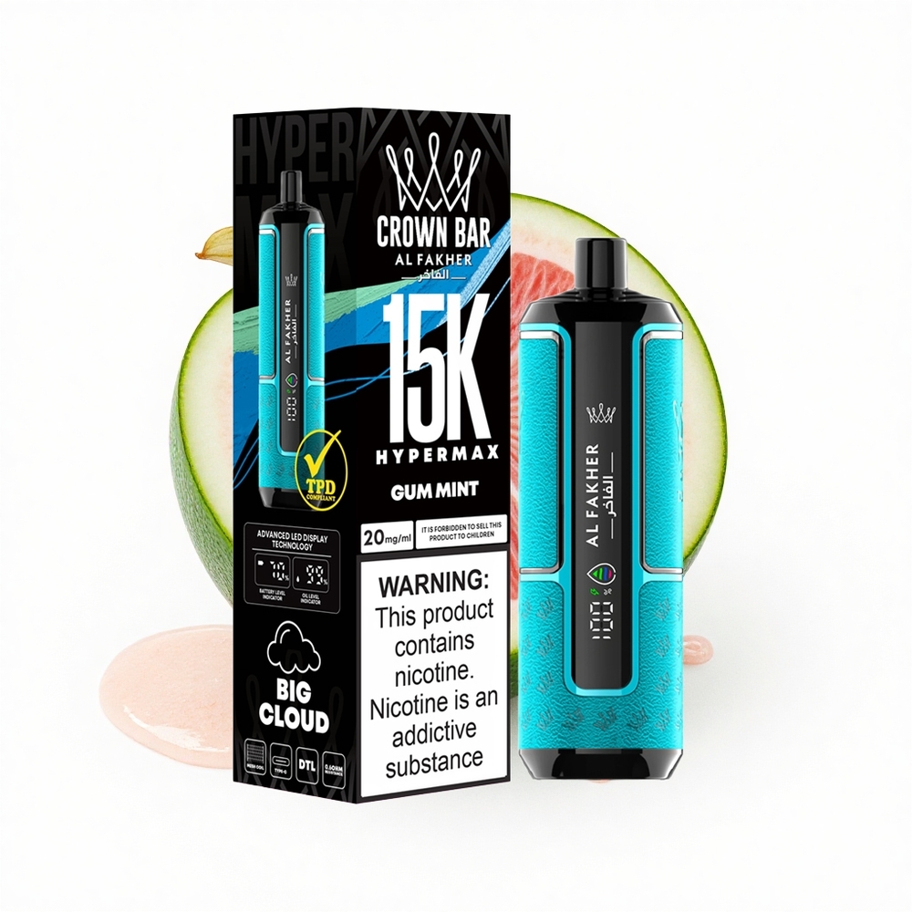 Al Fakher Crown Bar 15K Hypermax Zahnfleischminze Tragbar Typ-C
