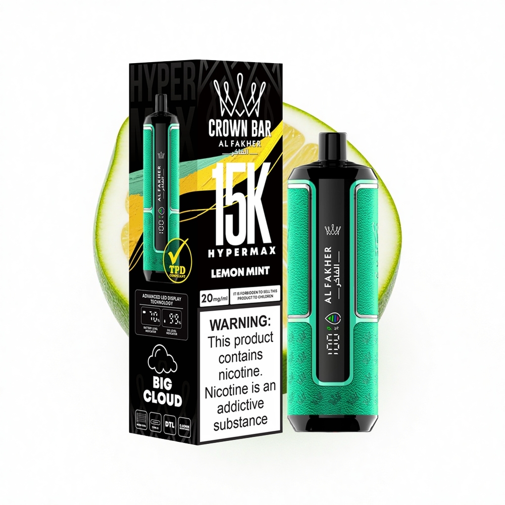 Al Fakher Crown Bar 15K Hypermax Zitronenminze Hyperleicht Typ-C