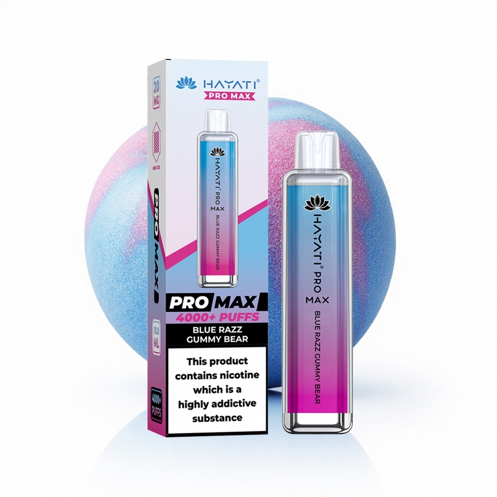 Hayati Pro Max 4000 Puffs Blaue Himbeer Gummibärchen Dual Mesh Coil Rechargebar LED