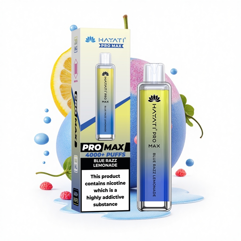 Hayati Pro Max 4000 Puffs Blaue Himbeerlimonade mit Dual-Mesh-Coil und wiederaufladbarem Akku