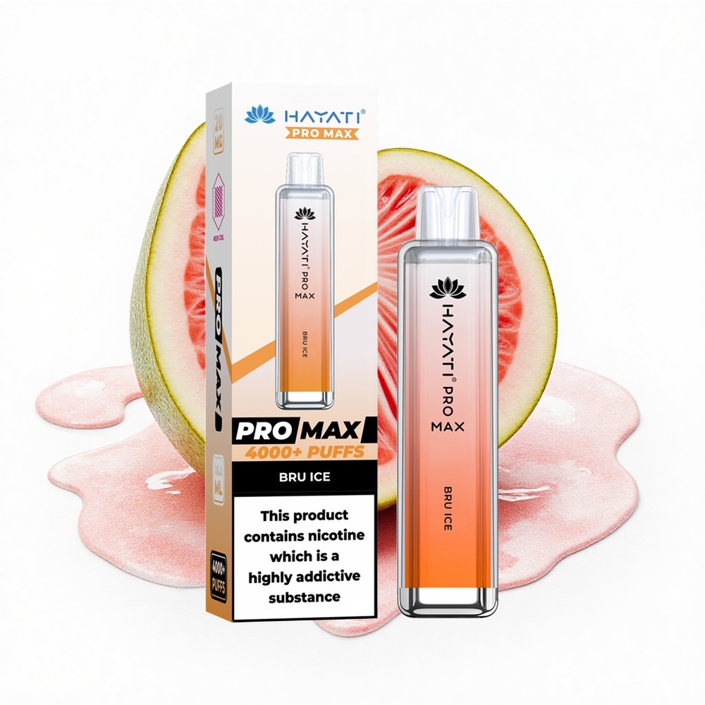 Hayati Pro Max 4000 Puffs Bru Eis Pro Dual 2ml Refill