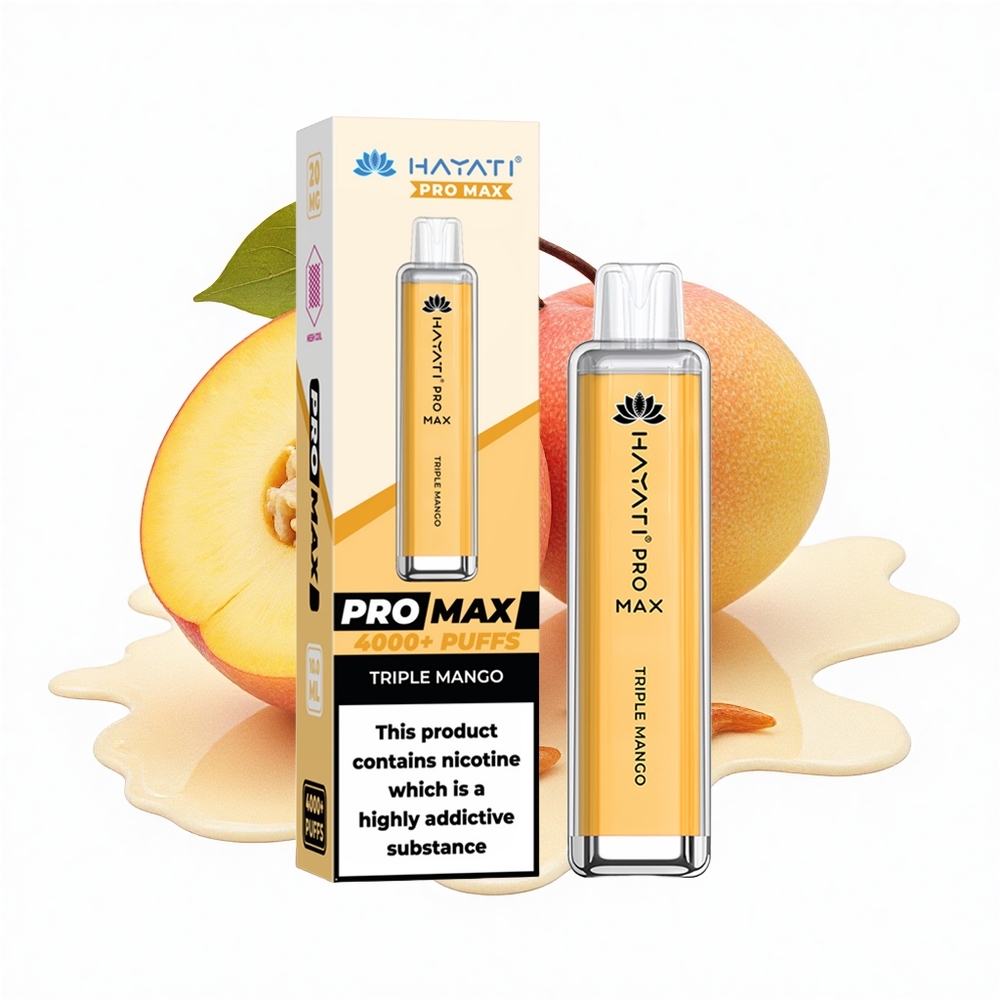 Hayati Pro Max 4000 Puffs Dreifach Mango LED Kristall
