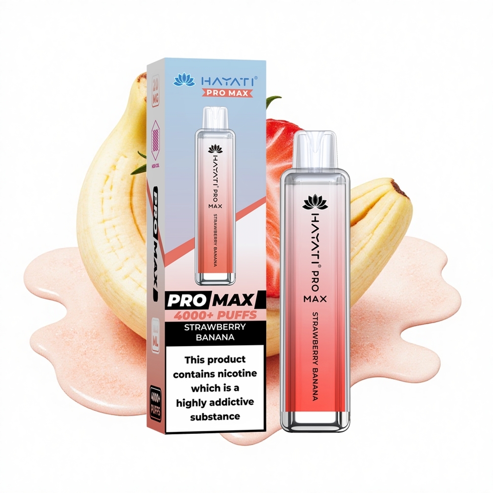 Hayati Pro Max 4000 Puffs Erdbeer-Banane Dual Mesh 1400mAh Rechargebar