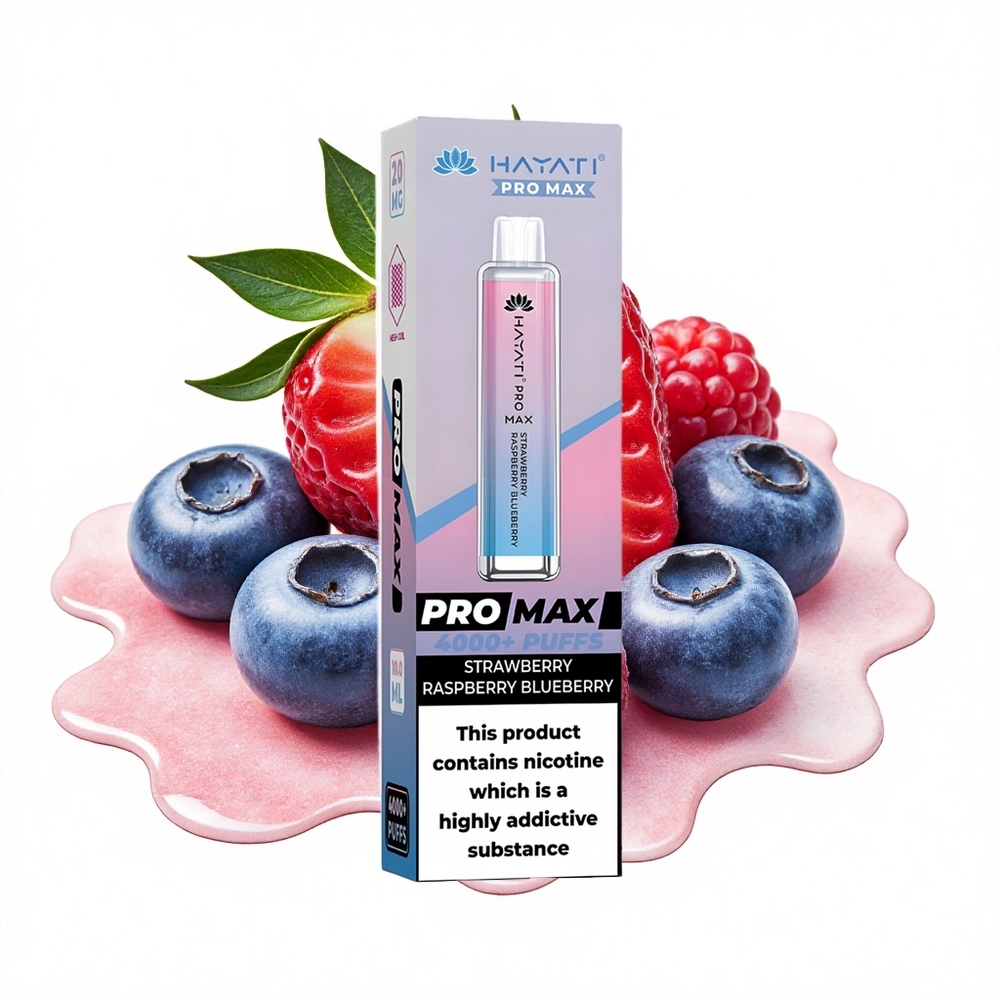 Hayati Pro Max 4000 Puffs Erdbeere Himbeere Blaubeere Dual Mesh 2ml Rechargebar