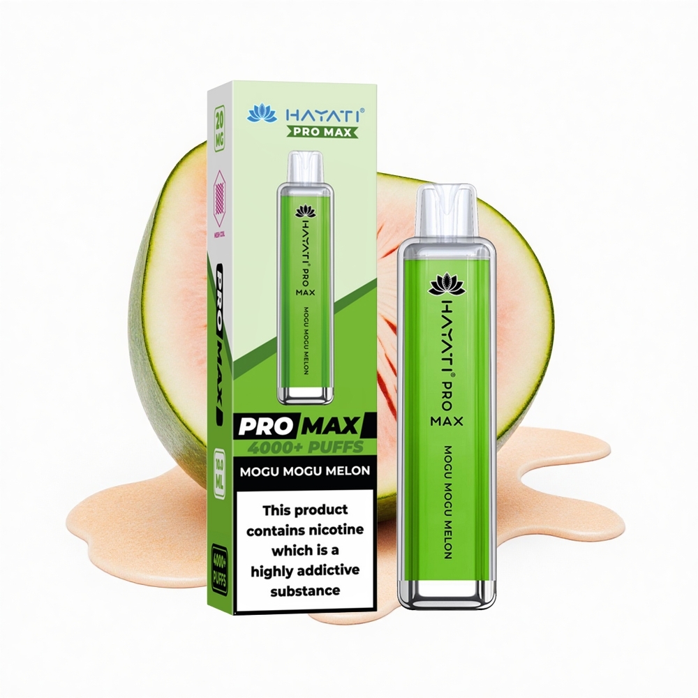 Hayati Pro Max 4000 Puffs Melone Mogu Mogu Dual Mesh LED Kristall