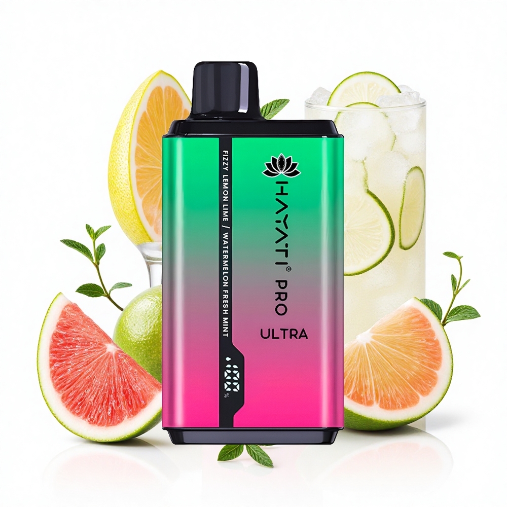 Hayati Pro Ultra 15000 Puffs Sprudelnde Zitrone & Limette Wassermelone Frische Minze mit 850mAh und 2 12ml