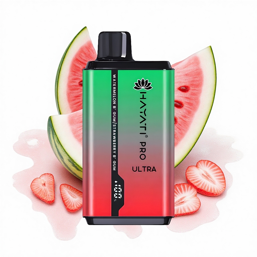 Hayati Pro Ultra 15000 Puffs Wassermelonen-Kaugummi Erdbeer-Kaugummi 850mAh 24ml 2%