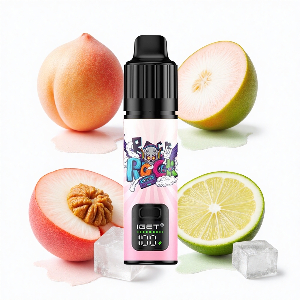 IGET BAR PLUS S3 POD 10000 Puffs Pfirsich-Litschi-Limette-Eis mit 5% Nikotin und 18 ml E-Liquid