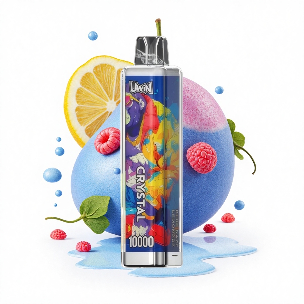 Uwin Crystal 10000 Puffs Blaue Himbeerlimonade mit RGB-Lichtern und 18ml Fassungsvermögen