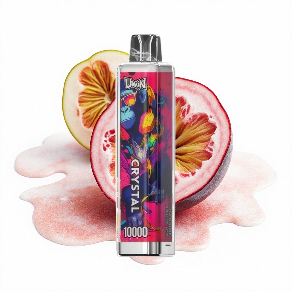 Uwin Crystal 10000 Puffs Passionsfrucht-Eis mit RGB-Beleuchtung und Mesh-Coil