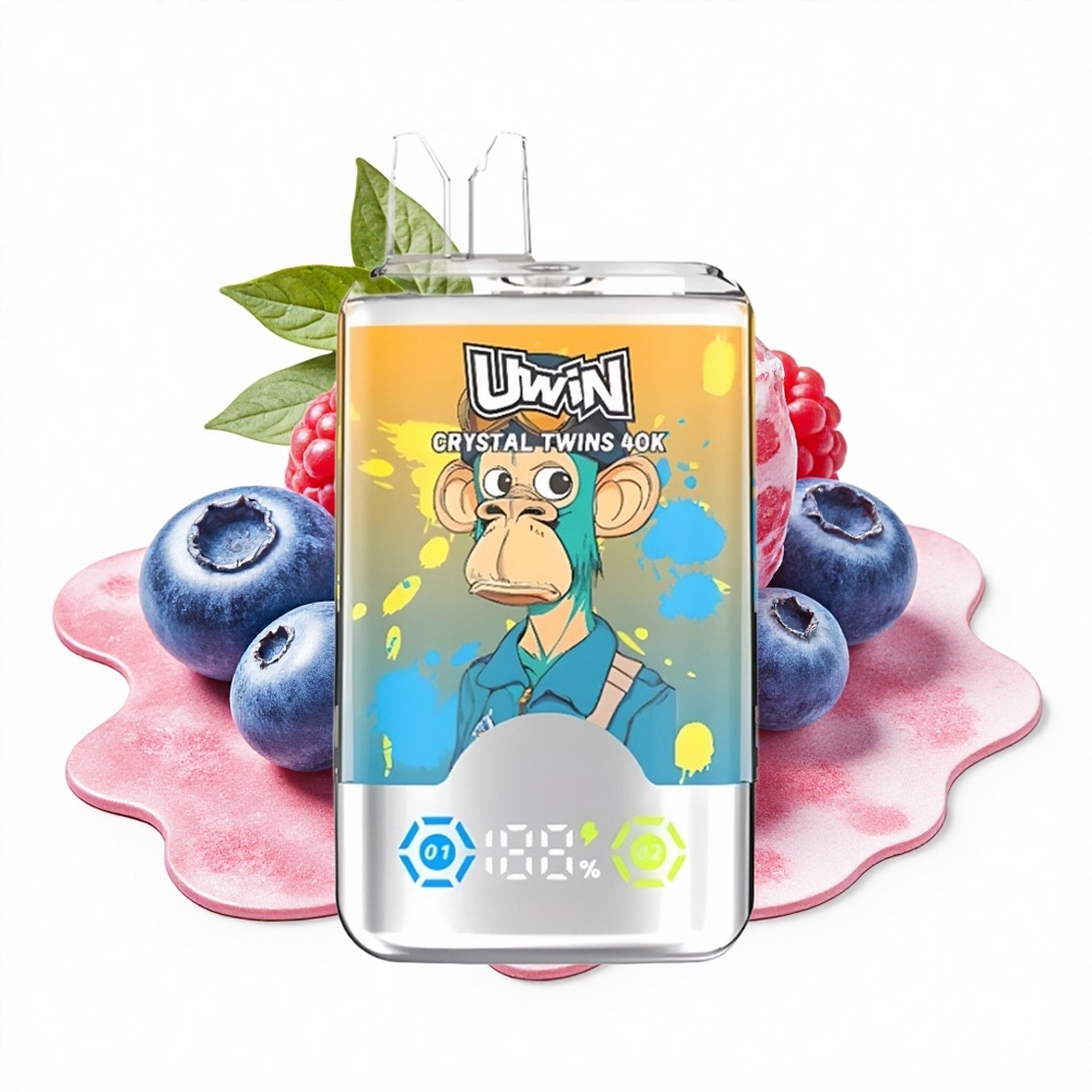 Uwin Crystal Twins 40000 Puffs Blaubeere Himbeere Kirsche Eis Zwei Aromen 32ml Typ-C
