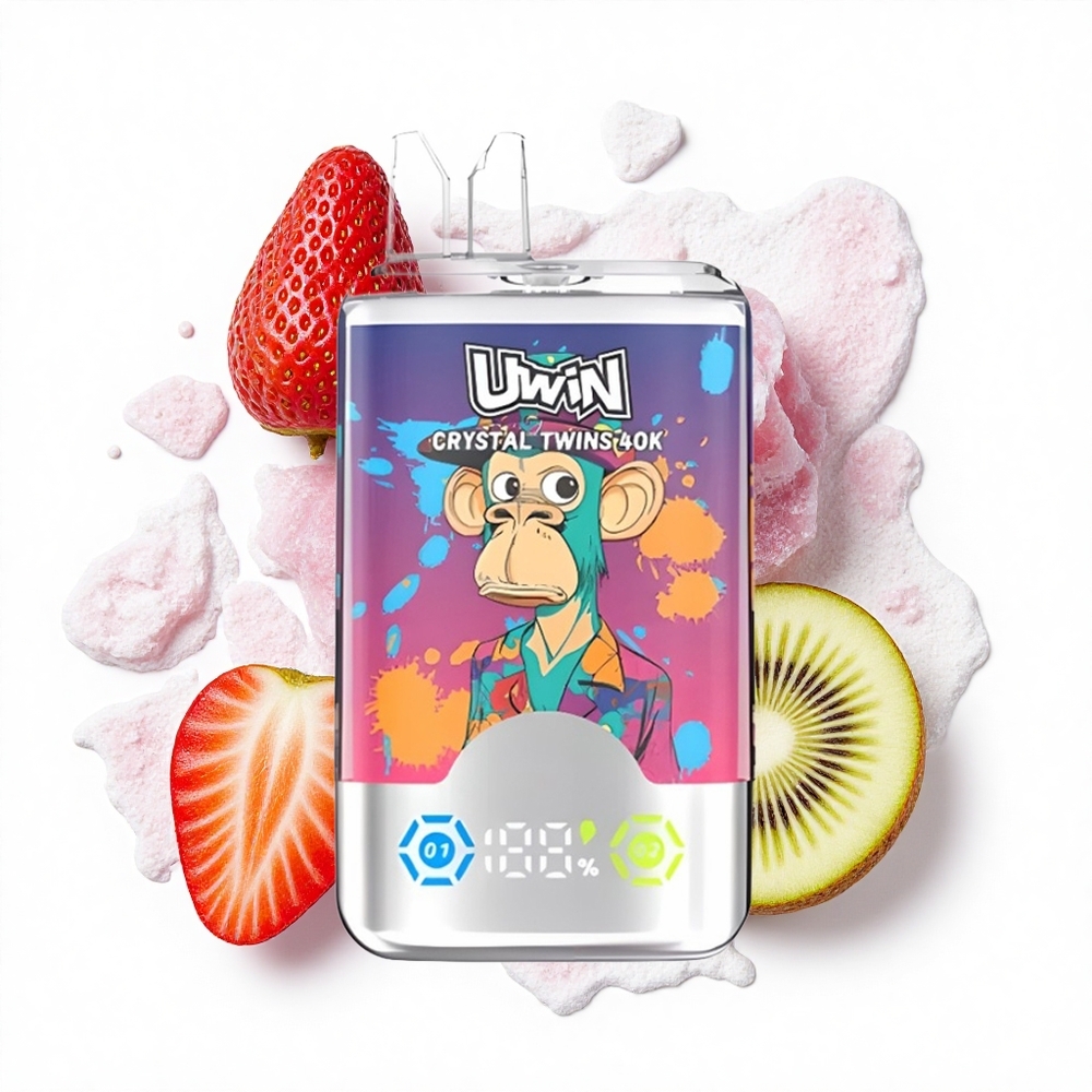 Uwin Crystal Twins 40000 Puffs Erdbeer-Kiwi-Trauben-Eis mit Doppelflavor und 32ml