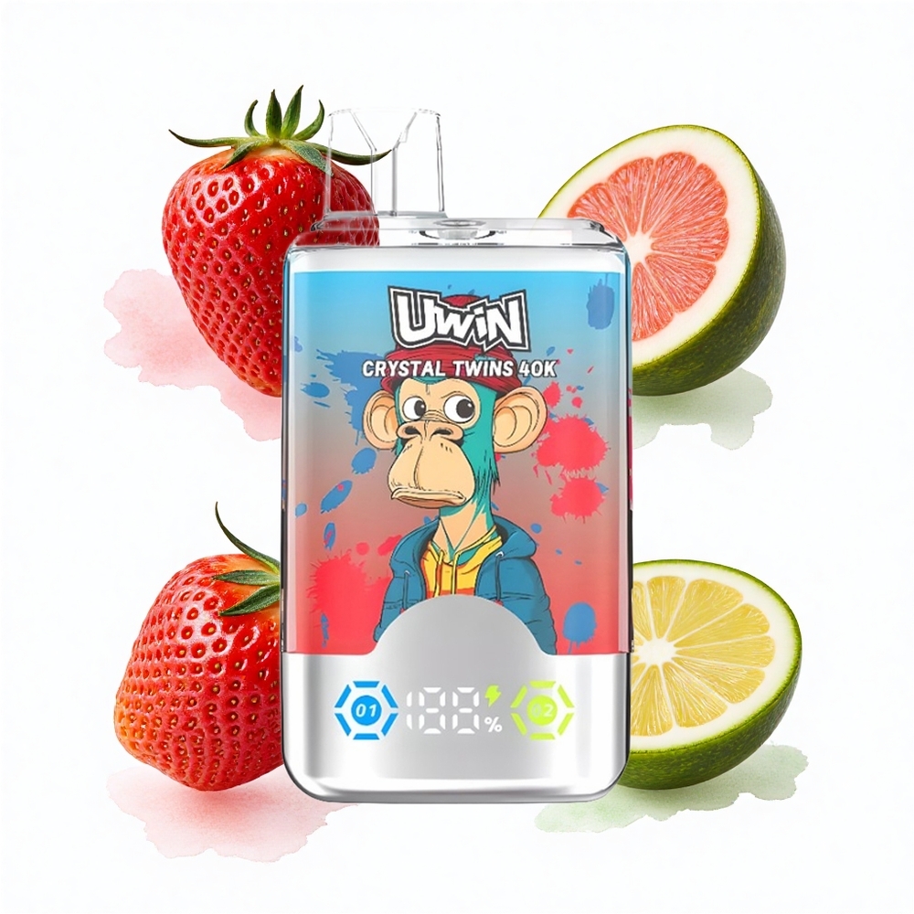 Uwin Crystal Twins 40000 Puffs Erdbeer-Wassermelone-Zitronenlimette Doppelflavor Typ-C 32ml