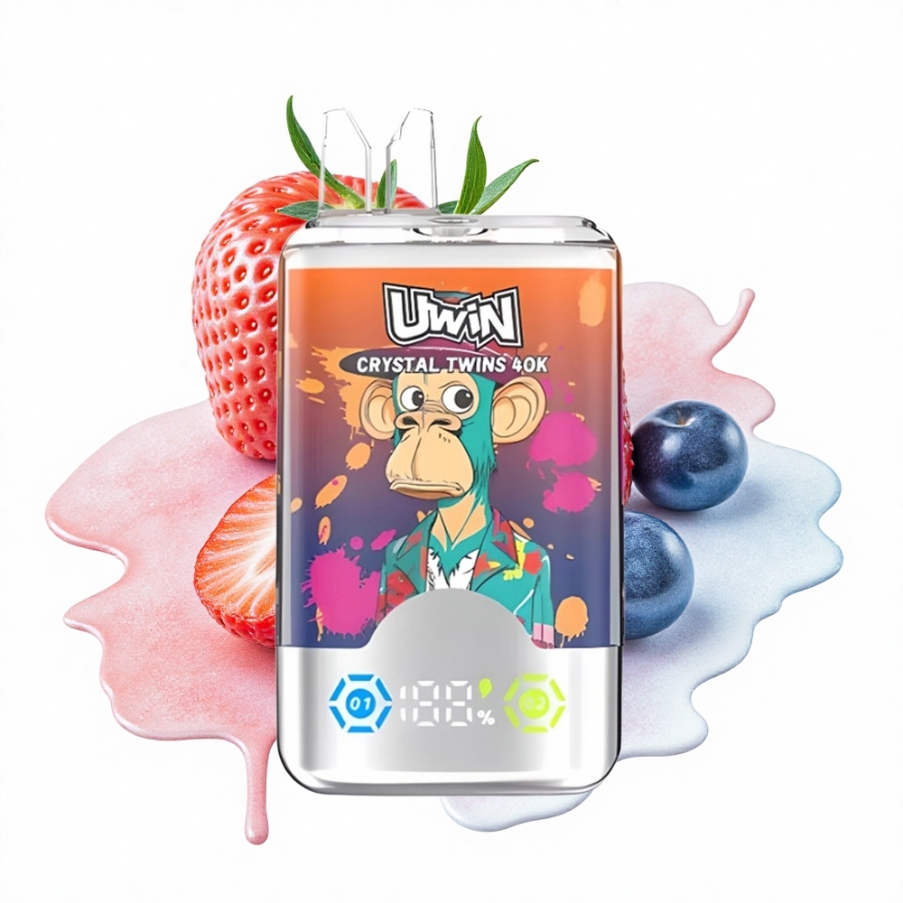 Uwin Crystal Twins 40000 Puffs Erdbeere Himbeere Kirsche Herr Blau Zwei Geschmäcker 32ml Typ-C