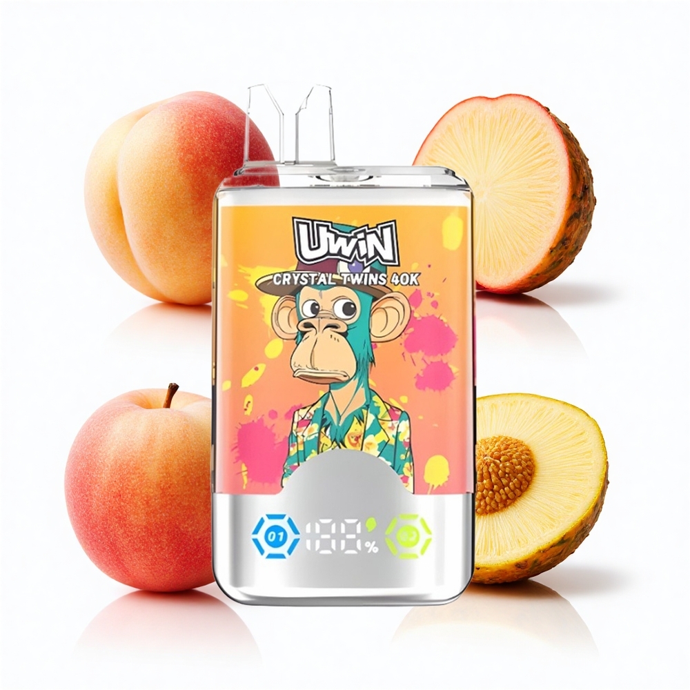 Uwin Crystal Twins 40000 Puffs Pfirsich-Mango-Ananas Red Bull Zwei Geschmacksrichtungen Typ-C Aufladung