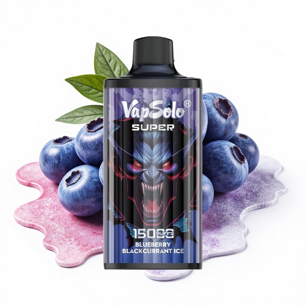 Vapsolo Super 15000 Puffs Blaubeere Schwarze Johannisbeere Eis mit 40ml E-Liquid und Mesh Coil