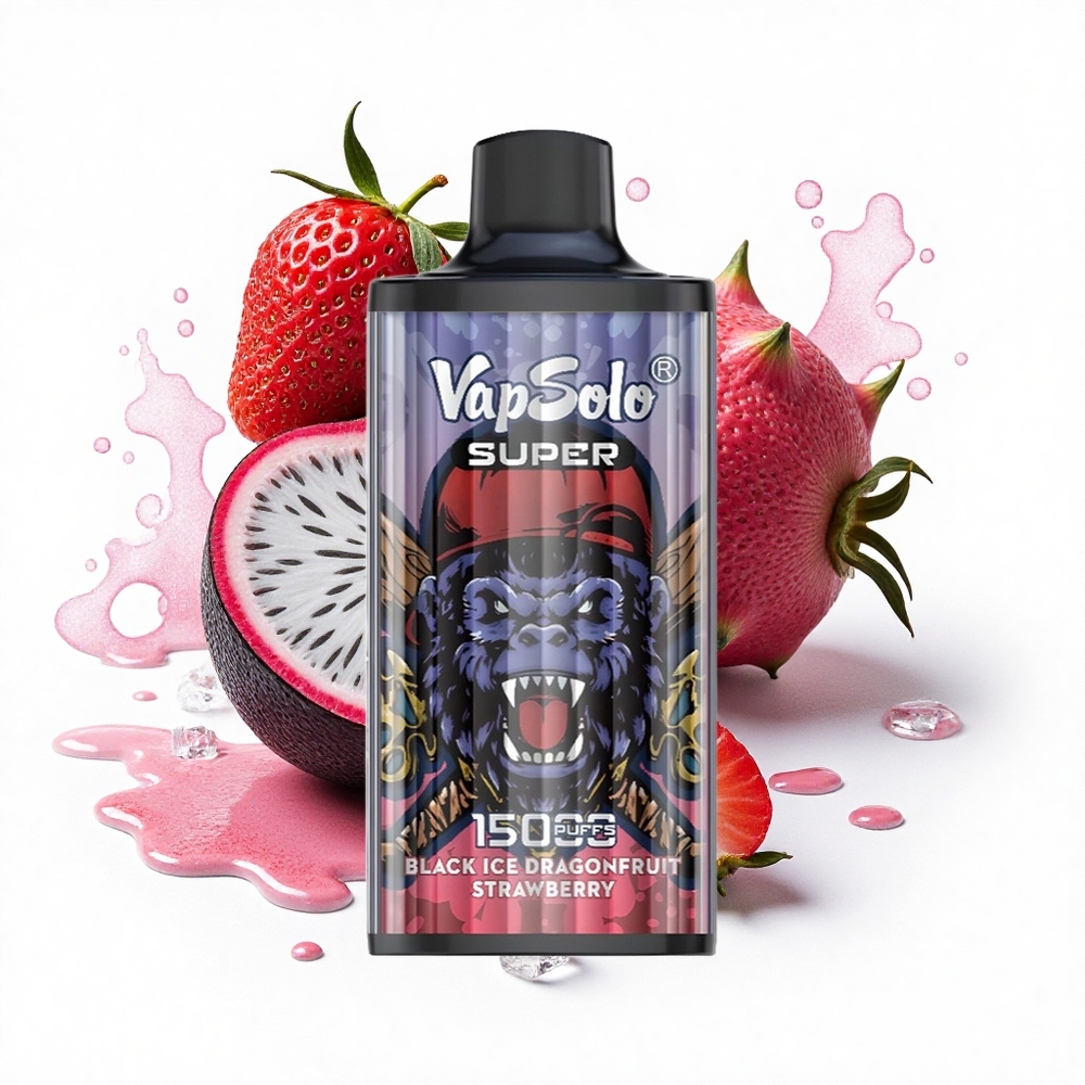 Vapsolo Super 15000 Puffs Schwarzeis Drachenfrucht Erdbeere Typ-C 850mAh Mesh