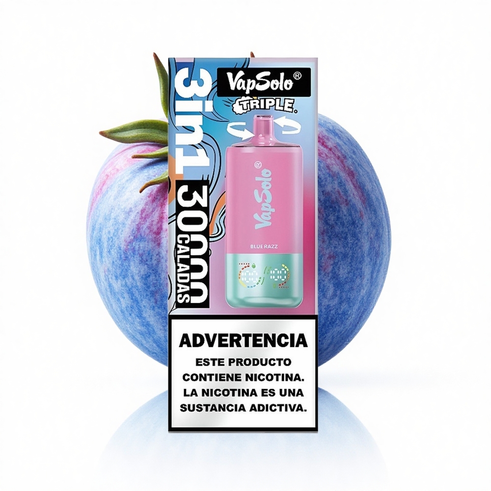 Vapsolo Triple 30000 Puffs Blaue Himbeere 40ml Typ-C