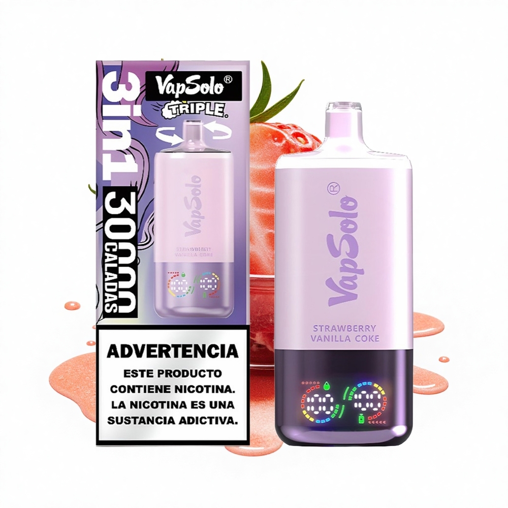 Vapsolo Triple 30000 Puffs Erdbeer Vanille Cola 40ml Typ-C