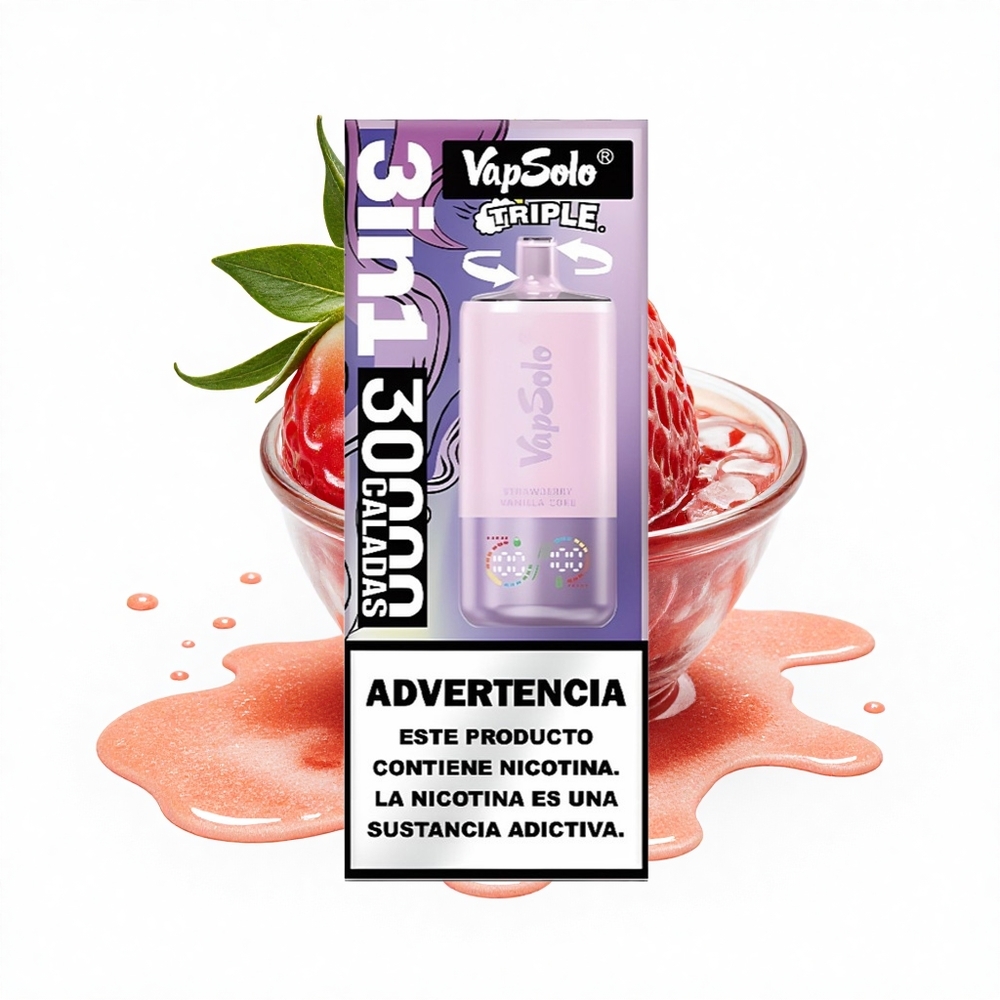Vapsolo Triple 30000 Puffs Erdbeer Vanille Cola 40ml Typ-C