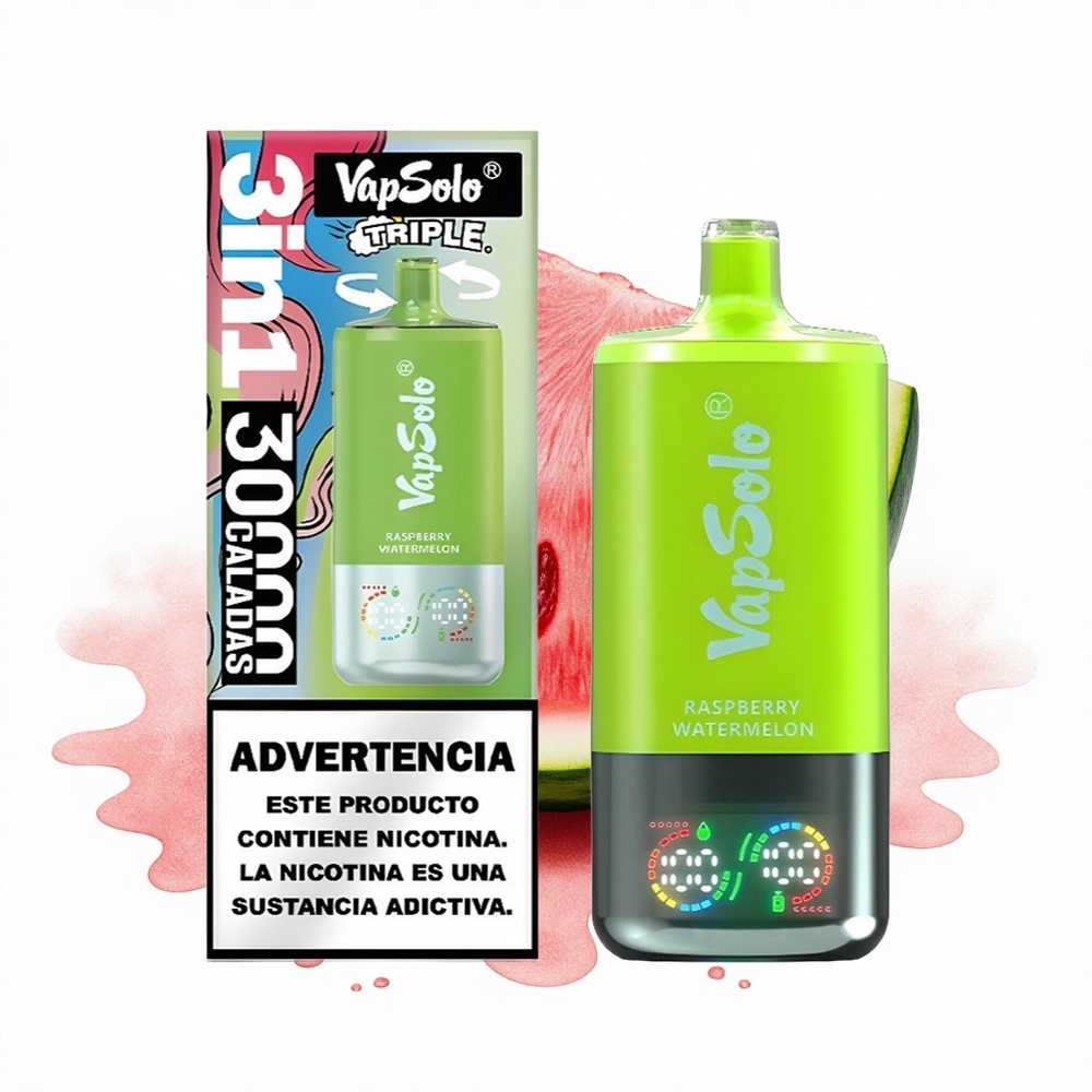 Vapsolo Triple 30000 Puffs Himbeer-Wassermelone Typ-C 40ml Dreifach