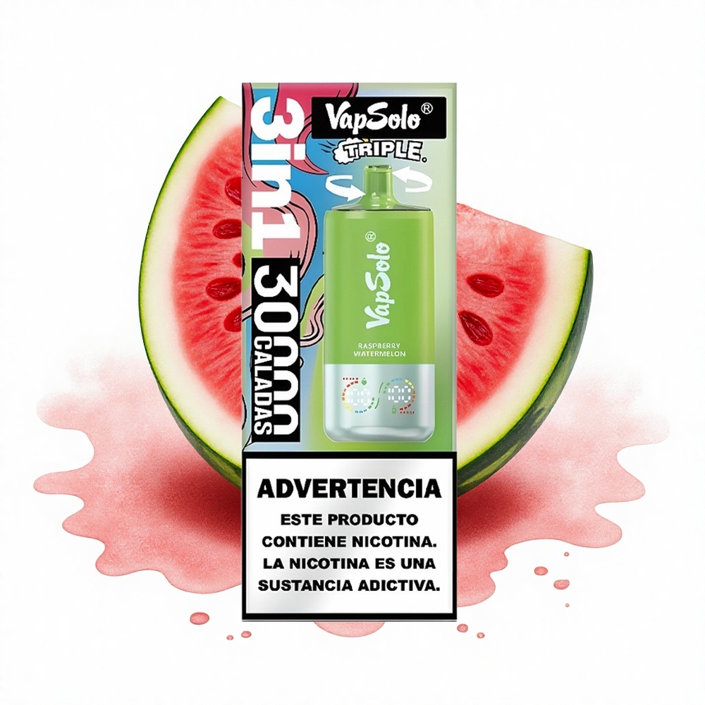 Vapsolo Triple 30000 Puffs Himbeer-Wassermelone Typ-C 40ml Dreifach
