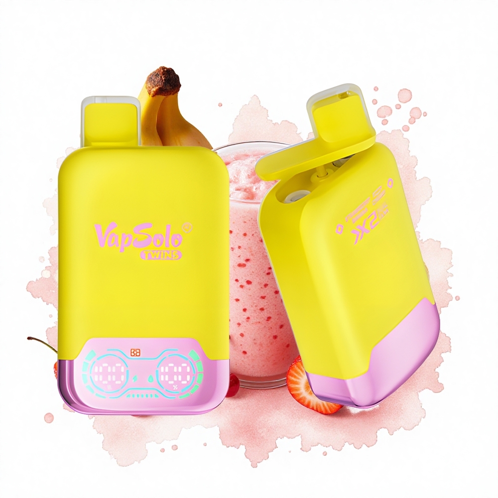 Vapsolo Twins 20000 Puffs Erdbeer-Banane & Sprudelnde Kirsche Typ-C 40ml Dual-Tank