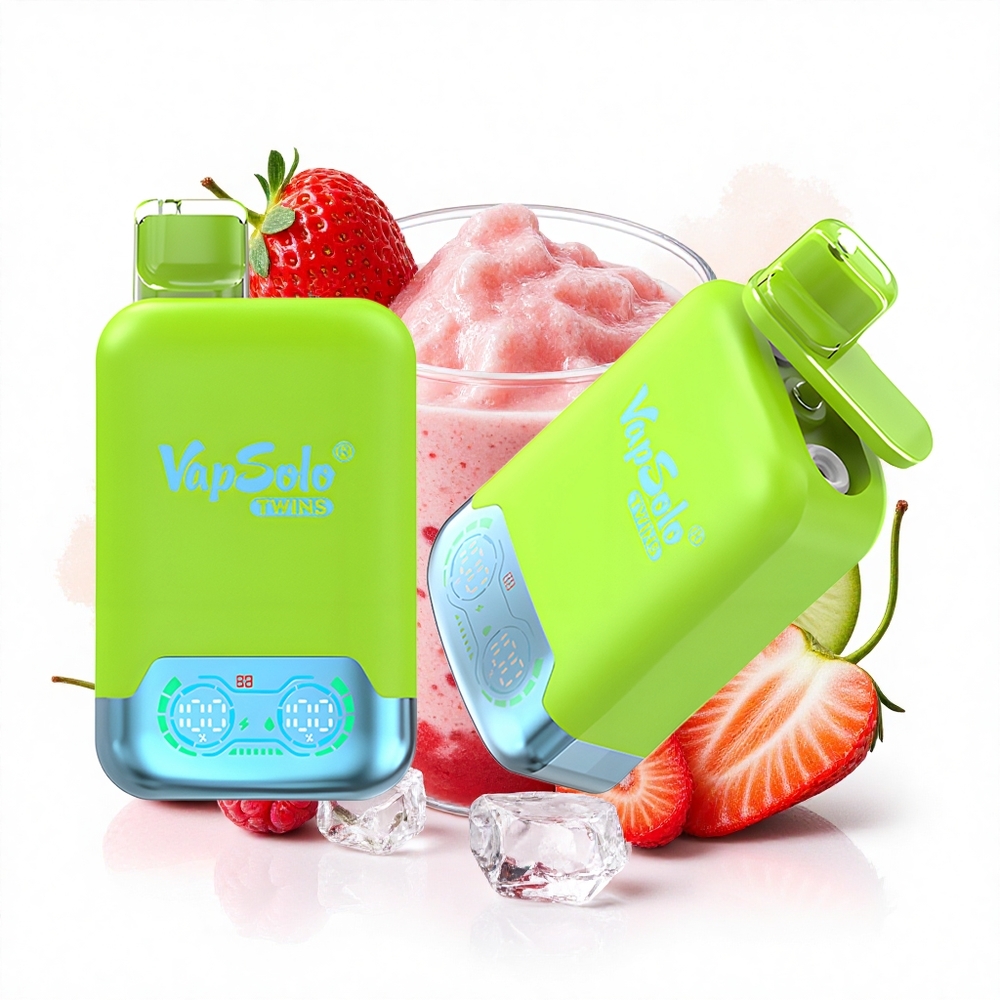Vapsolo Twins 20000 Puffs Erdbeer-Kiwi & Erdbeer-Himbeer-Eis mit 40ml E-Liquid und Typ-C-Ladung