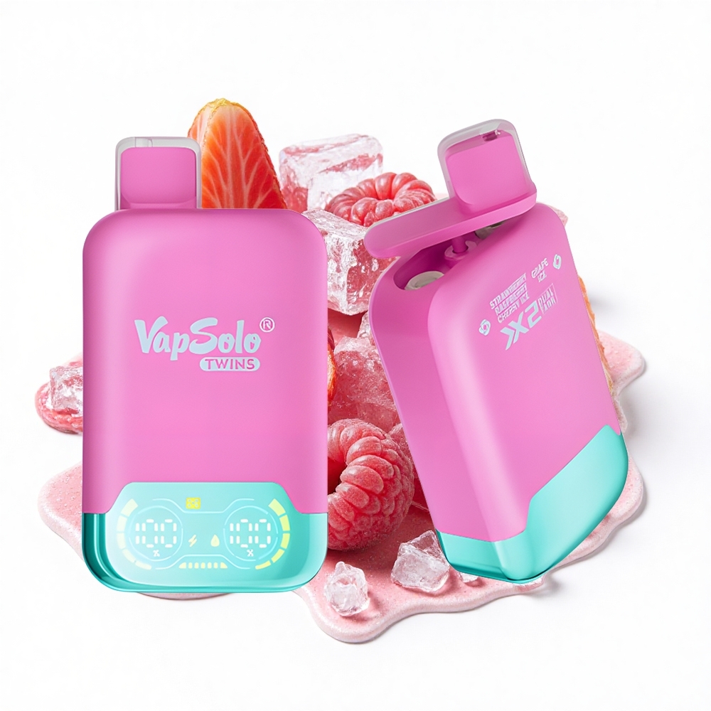 Vapsolo Twins 20000 Puffs Erdbeere Himbeere Kirsche Eis & Traube Eis Typ-C Doppeltank