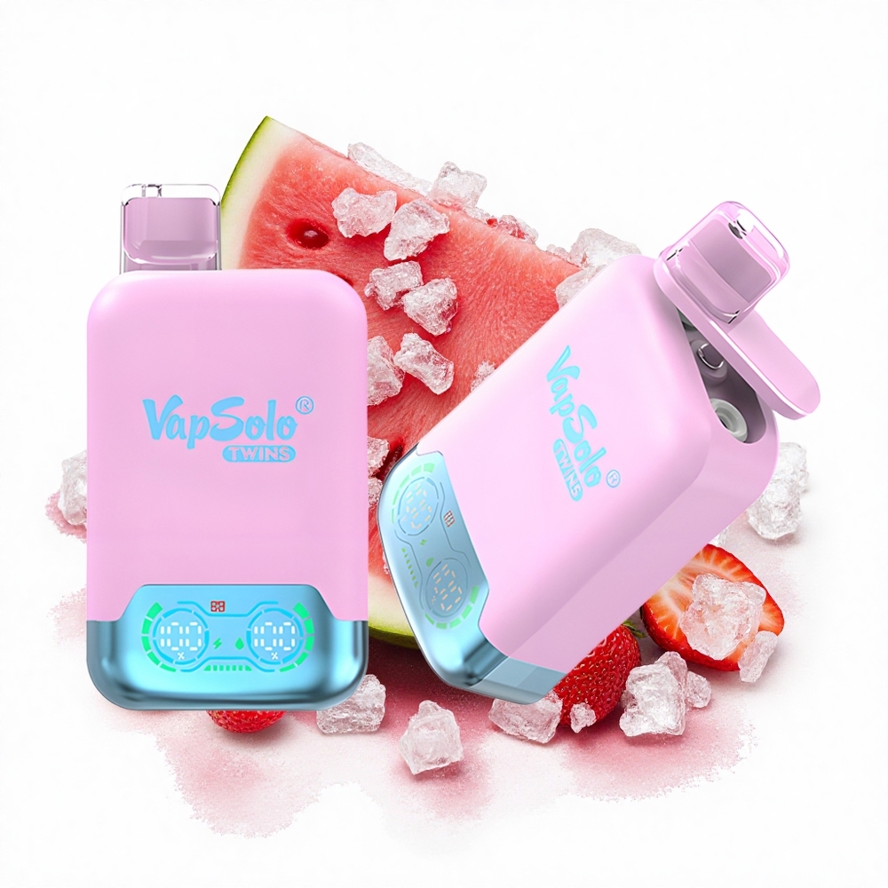 Vapsolo Twins 20000 Puffs Schwarzer Eis-Drachenfrucht Erdbeere & Himbeere Wassermelone Typ-C 40ml 20mg/ml