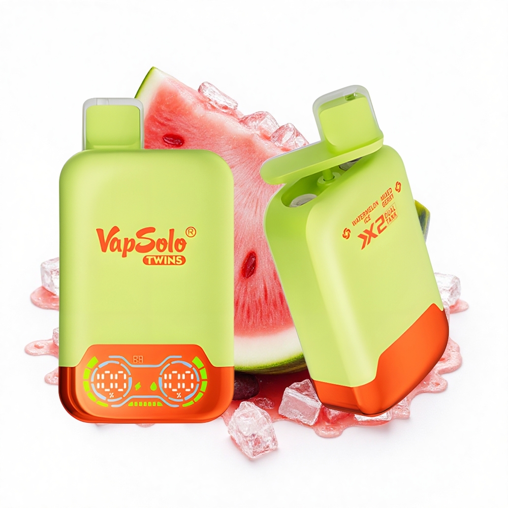 Vapsolo Twins 20000 Puffs Wassermelone-Eis & Gemischte Beeren Doppeltank Typ-C 40ml