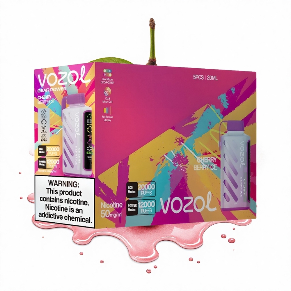 VOZOL Gear Power 20000 Puffs Kirschbeeren-Eis Dual Mesh Full Screen