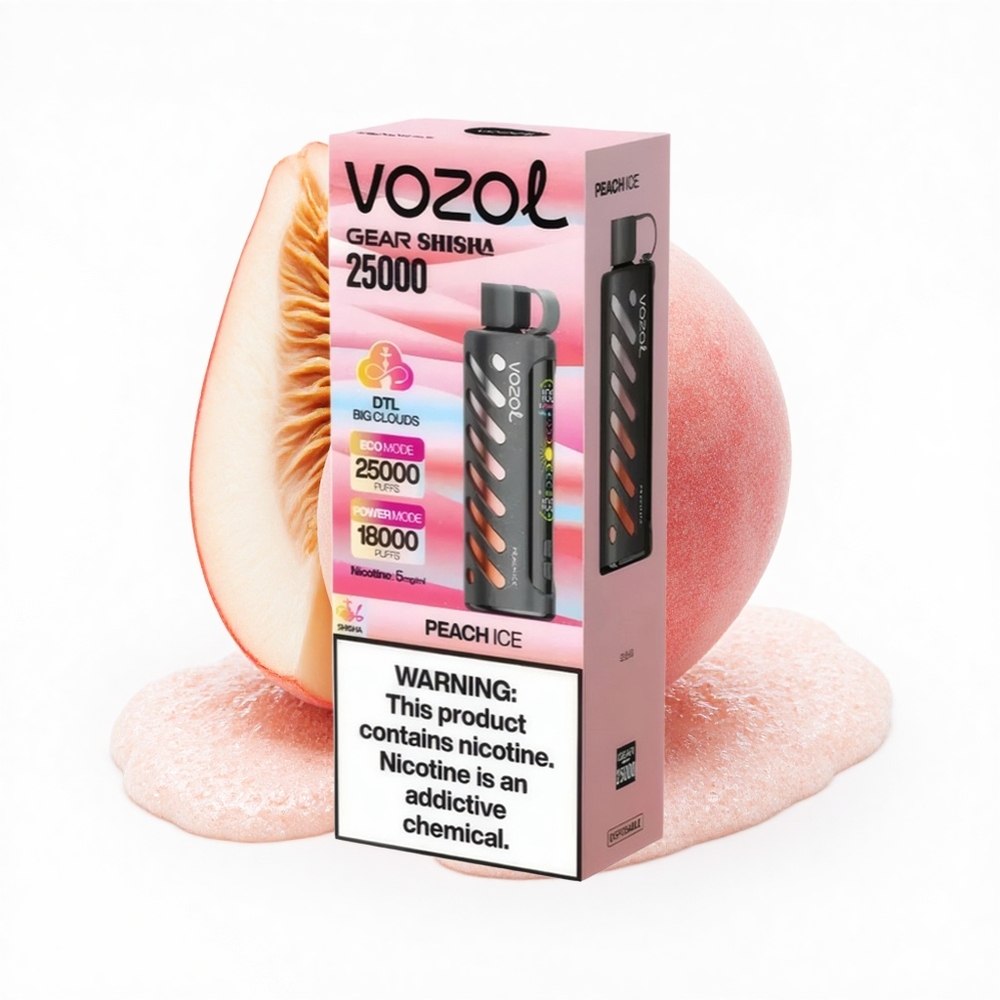 VOZOL Gear Shisha 25000 Puffs Pfirsich Eis Dual Mesh 5mg